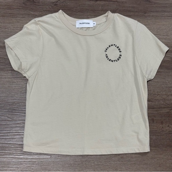 Talentless Women’s Circle Logo Baby Tee Shirt Bone Color Size Medium - Picture 2 of 9